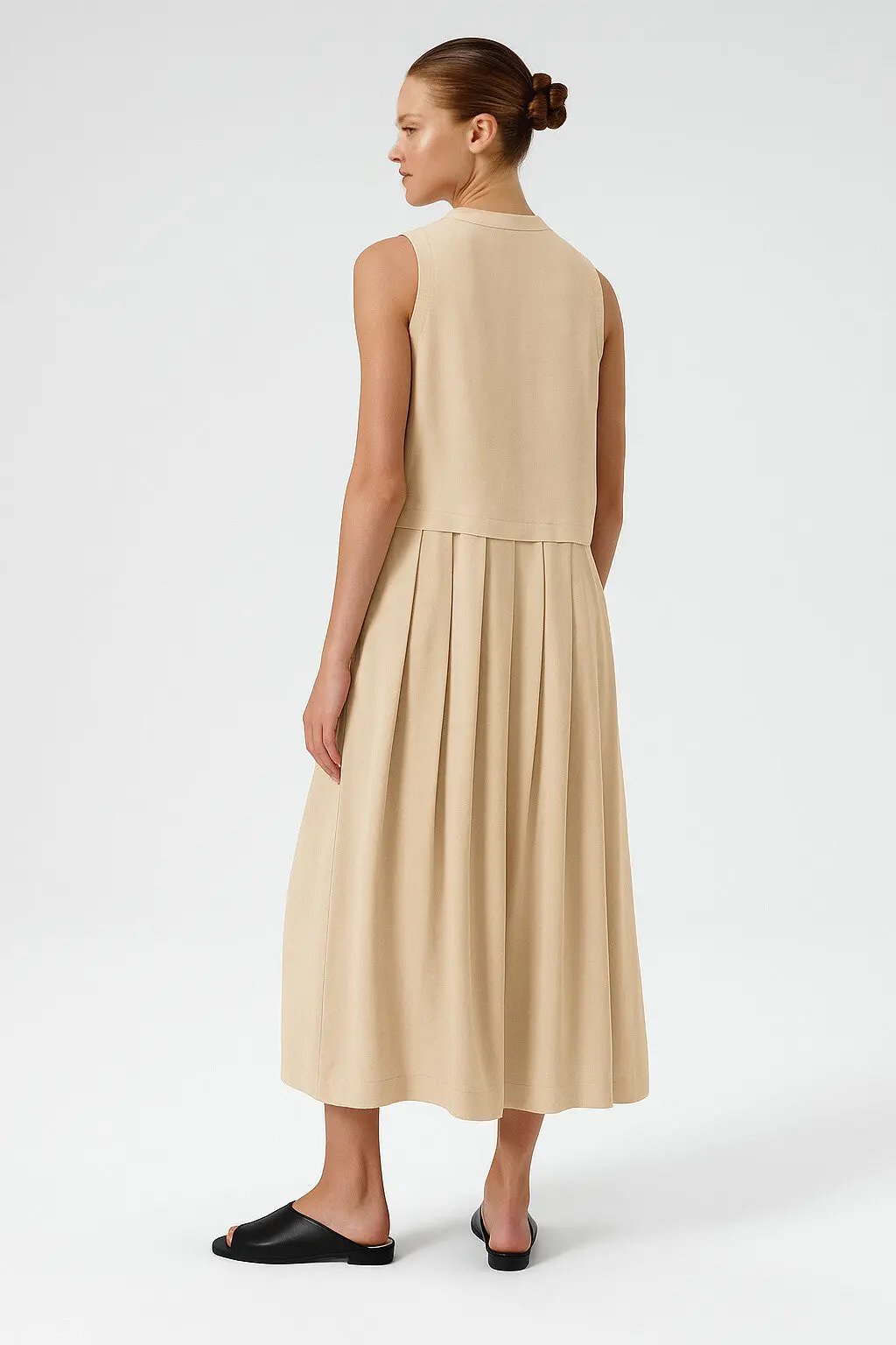 Taş Eteği Pileli Kolsuz Uzun Elbise  Mısırlı 1951