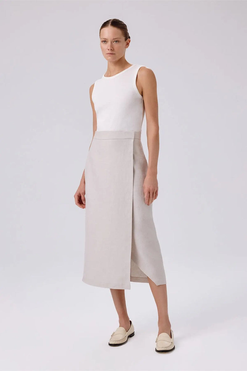 Taş Kruvaze Asimetrik Yırtmaçlı Midi Etek  Mısırlı 1951