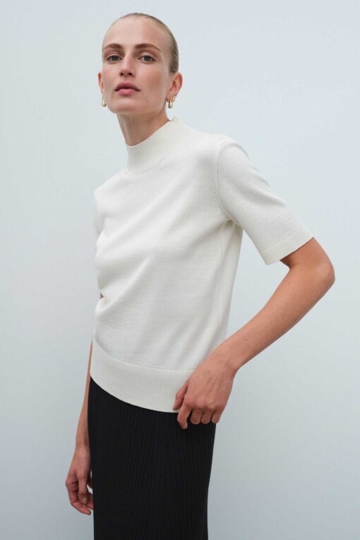 Ecru Half Turtleneck Women's Sweater 