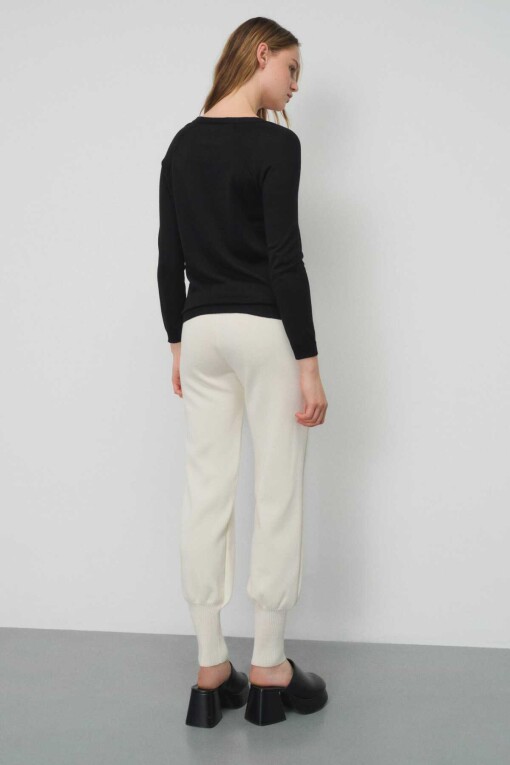 Black V Neck Women’s Cardigan - Triko Mısırlı