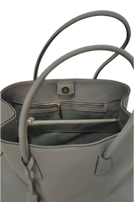 Gray Leather Bag - MAPI DERI