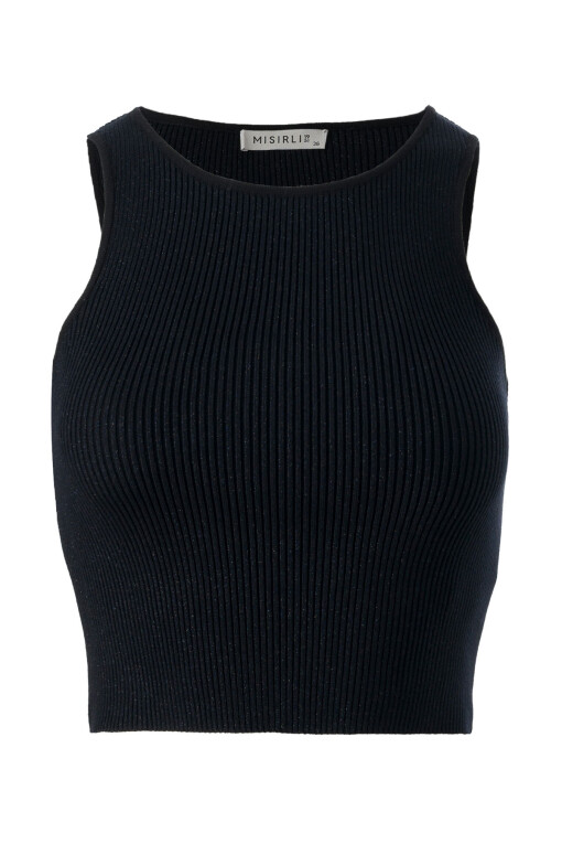 Halter Neck Black Knit Crop Top - Triko Mısırlı
