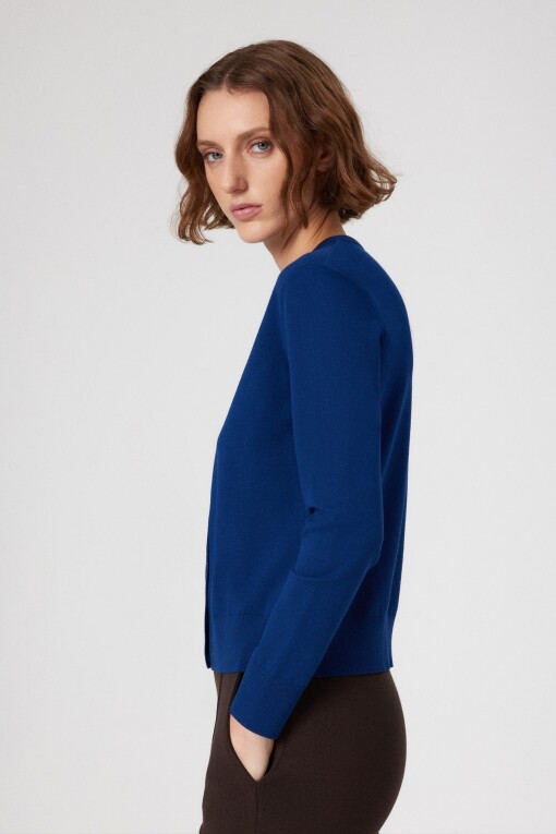 Navy Button Detail Women's Cardigan - Triko Mısırlı