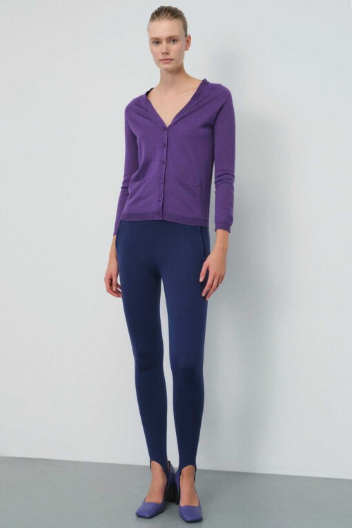 Purple V Neck Women’s Cardigan - Triko Mısırlı