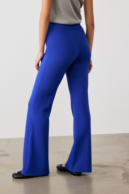 Royal Blue Bell-Bottom Women's Pants - Triko Mısırlı