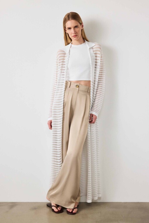 White Lace Long Women’s Cardigan - Triko Mısırlı